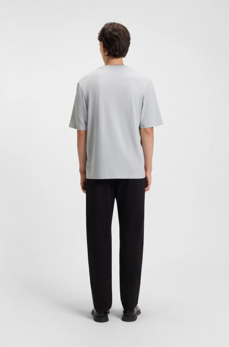 HUGO Light Grey Cotton-jersey T-shirt with stacked logo for Men | Best Price UAE