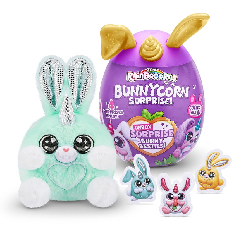 Rainbocorns Bunnycorn Surprise by ZURU (2 Pack) Collectible Plush Stuffed Animal, Surprise Eggs, Stickers, Ages 3+ for Girls & Children (Random) - Image 1