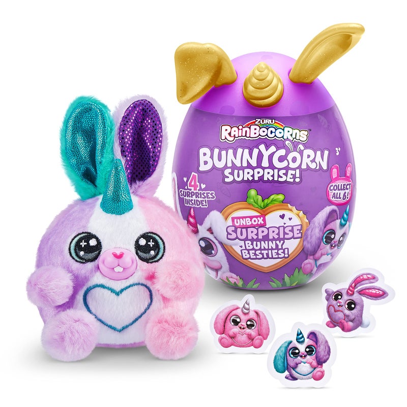 Rainbocorns Bunnycorn Surprise by ZURU (2 Pack) Collectible Plush Stuffed Animal, Surprise Eggs, Stickers, Ages 3+ for Girls & Children (Random) - Image 3