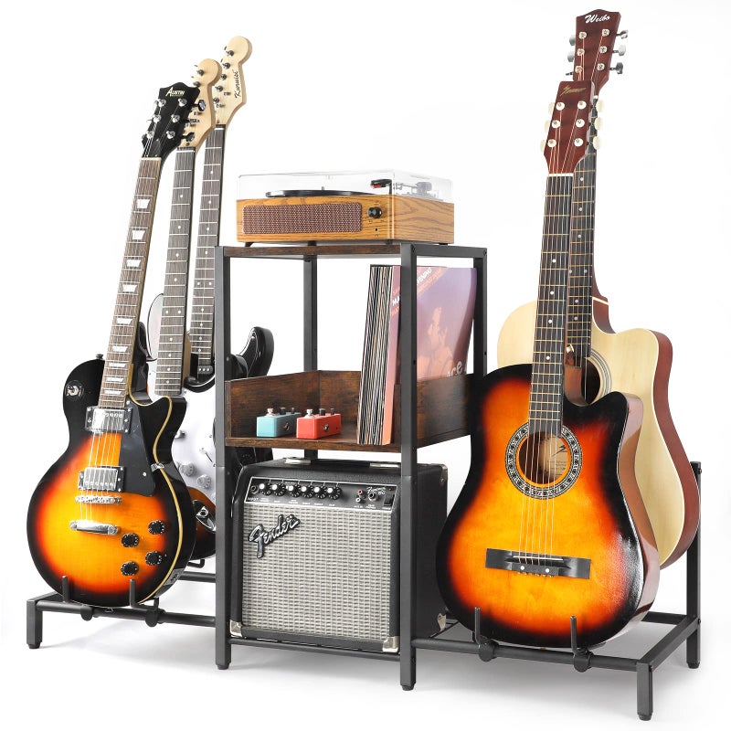 Bikoney Guitar Stand 5Tier for Acoustic Electric Guitar Bass Guitar Rack Holder Floor Adjustable for Multiple Guitars Guitar Amp Accessories Guitar Holder Display for Music Room Home Studio