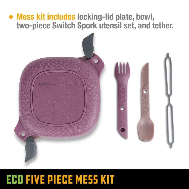 UCO Recycled ECO 5-Piece Camping and Outdoor Mess Kit with Bowl, Plate, Switch Spork Utensil Set - Image 5