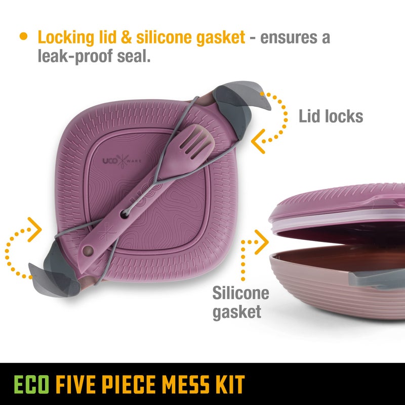UCO Recycled ECO 5-Piece Camping and Outdoor Mess Kit with Bowl, Plate, Switch Spork Utensil Set - Image 4