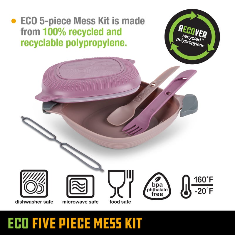 UCO Recycled ECO 5-Piece Camping and Outdoor Mess Kit with Bowl, Plate, Switch Spork Utensil Set - Image 3