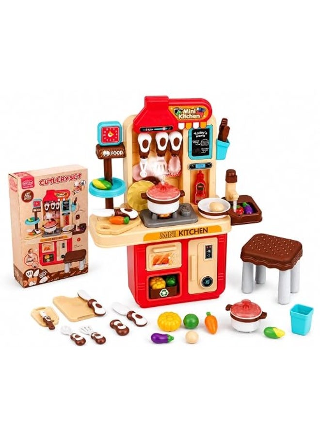 Kids Play Kitchen Set 47 Pieces Mini Cooking Role Play Toy - Image 1