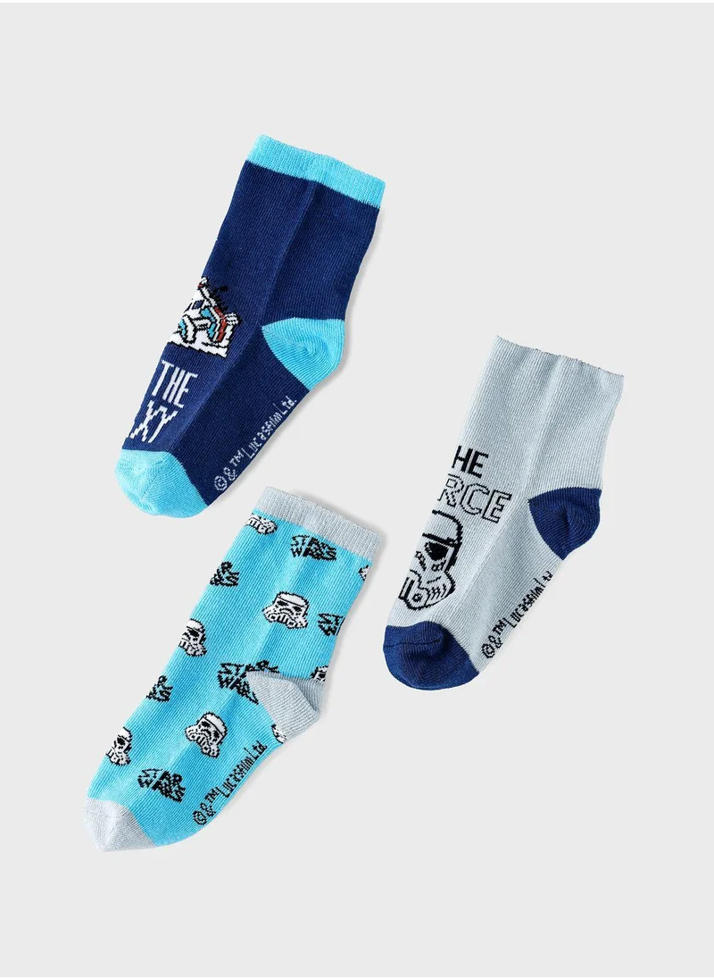Disney Kids 3 Pack Star Wars Crew Socks
