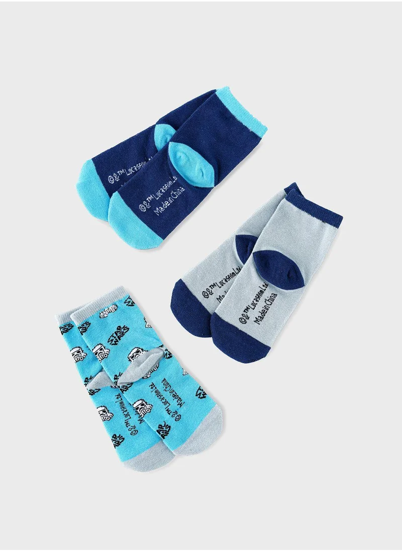 Disney Kids 3 Pack Star Wars Crew Socks