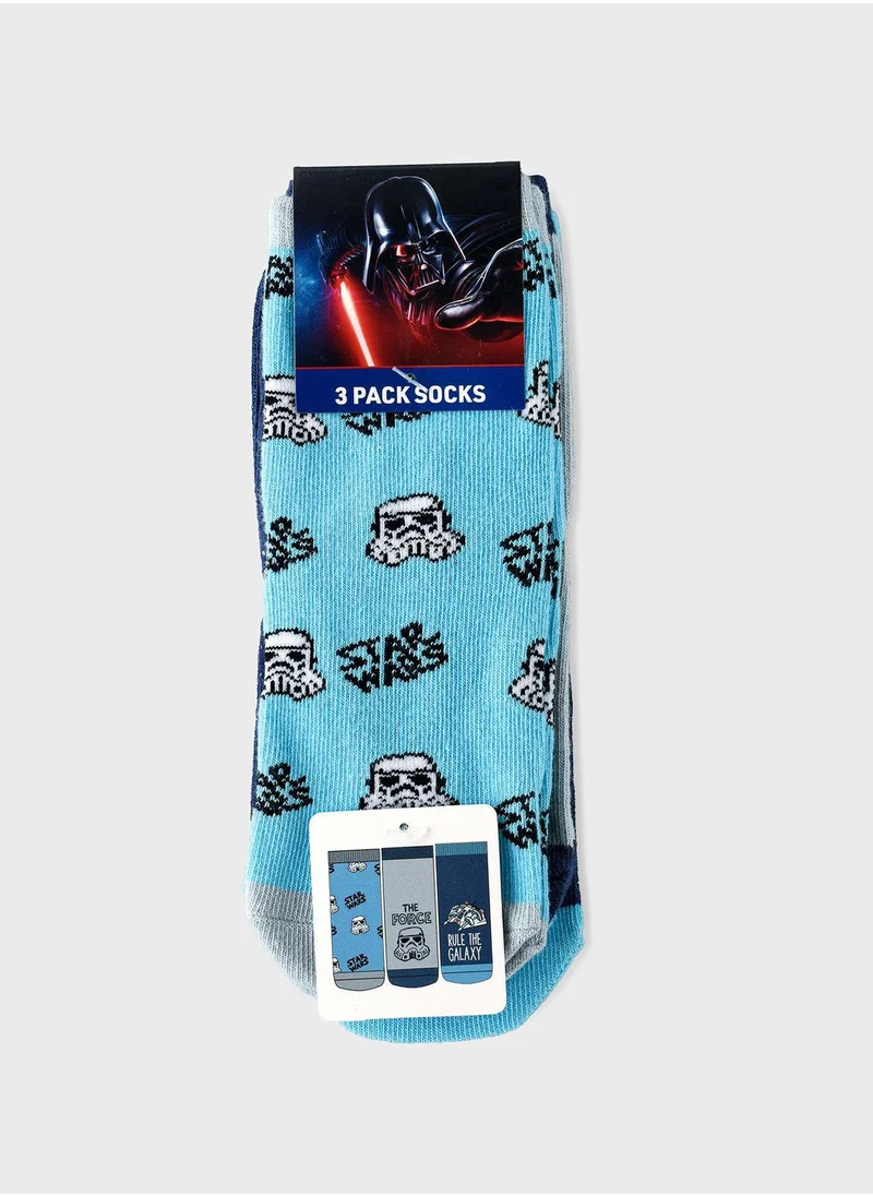 Disney Kids 3 Pack Star Wars Crew Socks