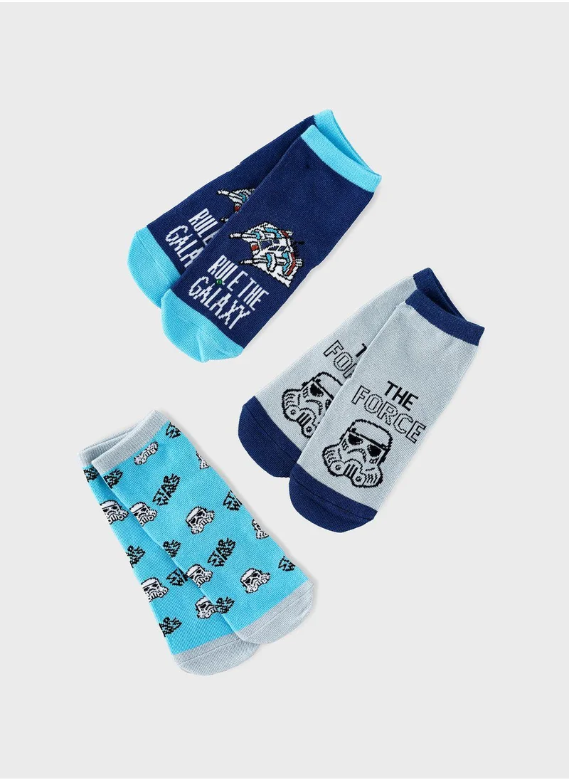 Disney Kids 3 Pack Star Wars Crew Socks