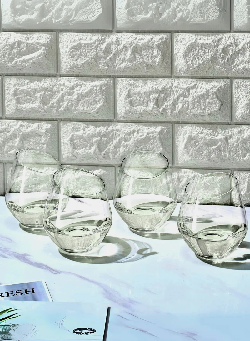 1Chase Borosilicate Slanted Crystal Glass 350 ML (4PCS)