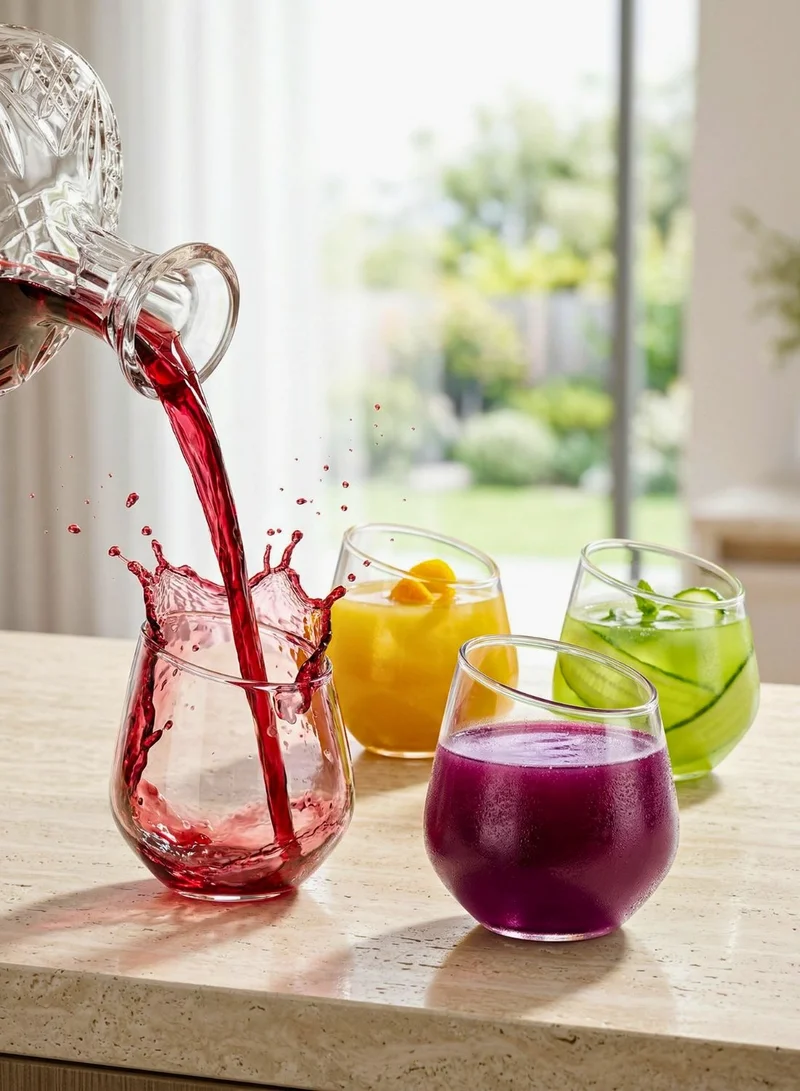 1Chase Slanted Borosilicate Glass Set (4 PCS) – 350ML Modern Tilted Whiskey, Wine & Cocktail Glass, Lead-Free Clear Drinking Glass