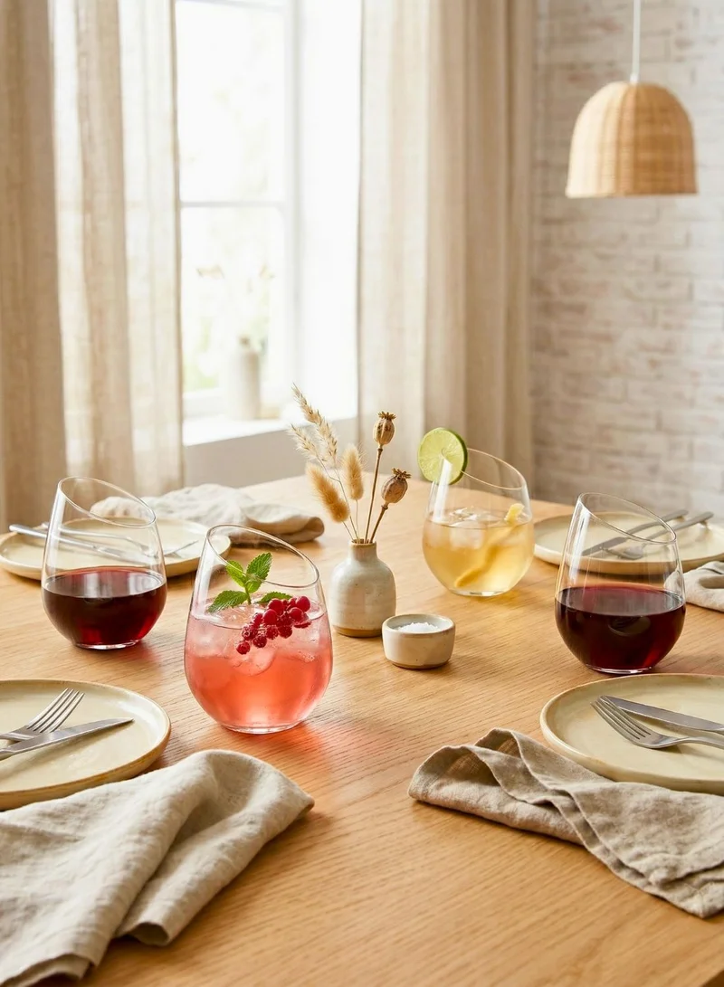 1Chase Set of 4Pcs Slanted Borosilicate Glass Set (4 PCS) – 350ML Modern Tilted Whiskey, Wine & Cocktail Glass, Lead-Free Clear Drinking Glass  | Best Price UAE