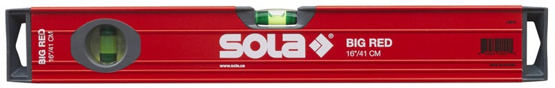 SOLA مستوى علبة شعاع الألمنيوم الكبير SOLA LSB16 باللون الأحمر مع 2 أنبوب رؤية مكبرة بنسبة 60%، 16 بوصة - Image 2