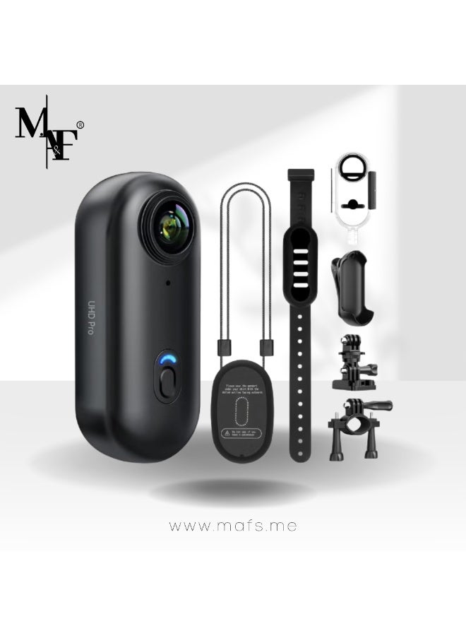 م.ا & ف'س كاميرا أكشن بدقة 4K، كاميرا تسجيل فيديو صغيرة، كاميرا صغيرة للجسم مقاومة للماء IPX7، كاميرا فيديو تحت الماء، تسجيل POV بدون استخدام اليدين، كاميرا خوذة لركوب الدراجات والدراجات النارية (بطاقة 32 جيجابايت) - Image 1