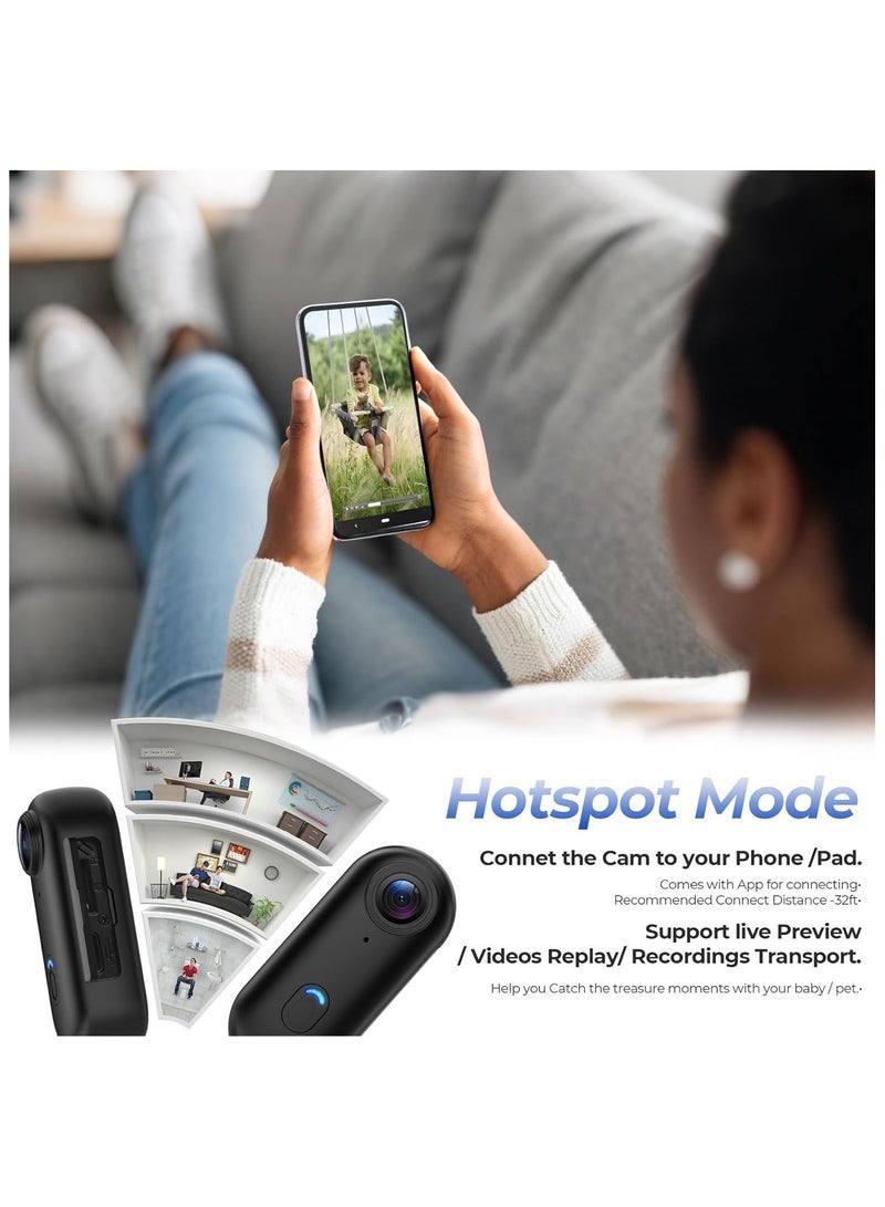 م.ا & ف'س كاميرا أكشن بدقة 4K، كاميرا تسجيل فيديو صغيرة، كاميرا صغيرة للجسم مقاومة للماء IPX7، كاميرا فيديو تحت الماء، تسجيل POV بدون استخدام اليدين، كاميرا خوذة لركوب الدراجات والدراجات النارية (بطاقة 32 جيجابايت) - Image 3