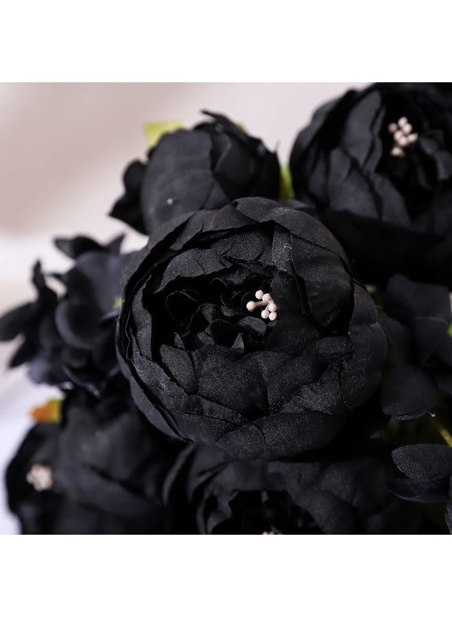 Duovlo Artificial Peony Silk Flowers Fake Flowers Vintage Wedding Home Decoration,Pack of 1 (Black) - Image 5