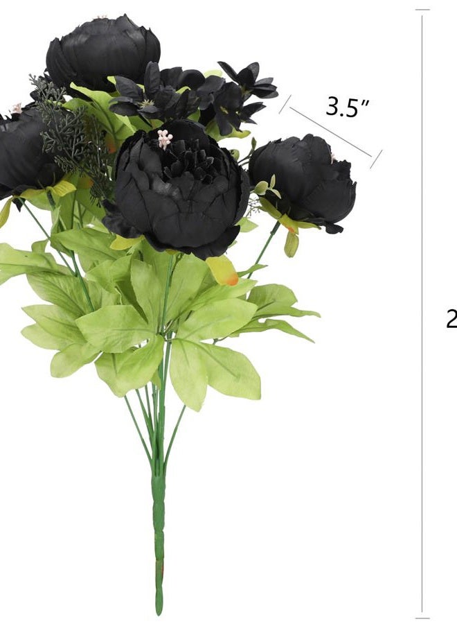 Duovlo Artificial Peony Silk Flowers Fake Flowers Vintage Wedding Home Decoration,Pack of 1 (Black) - Image 2