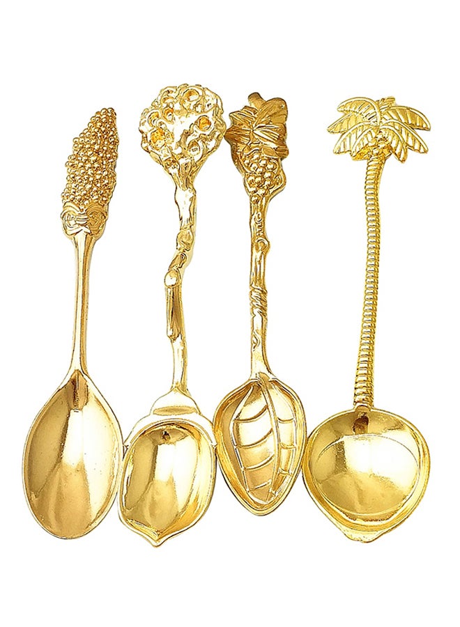 طقم ملاعق من 4 أجزاء مناسب للقهوة/ الحلوى/ الأيس كريم/ الفاكهة ذهبي Mulberry Spoon: 10.35x2.15سم - Image 1