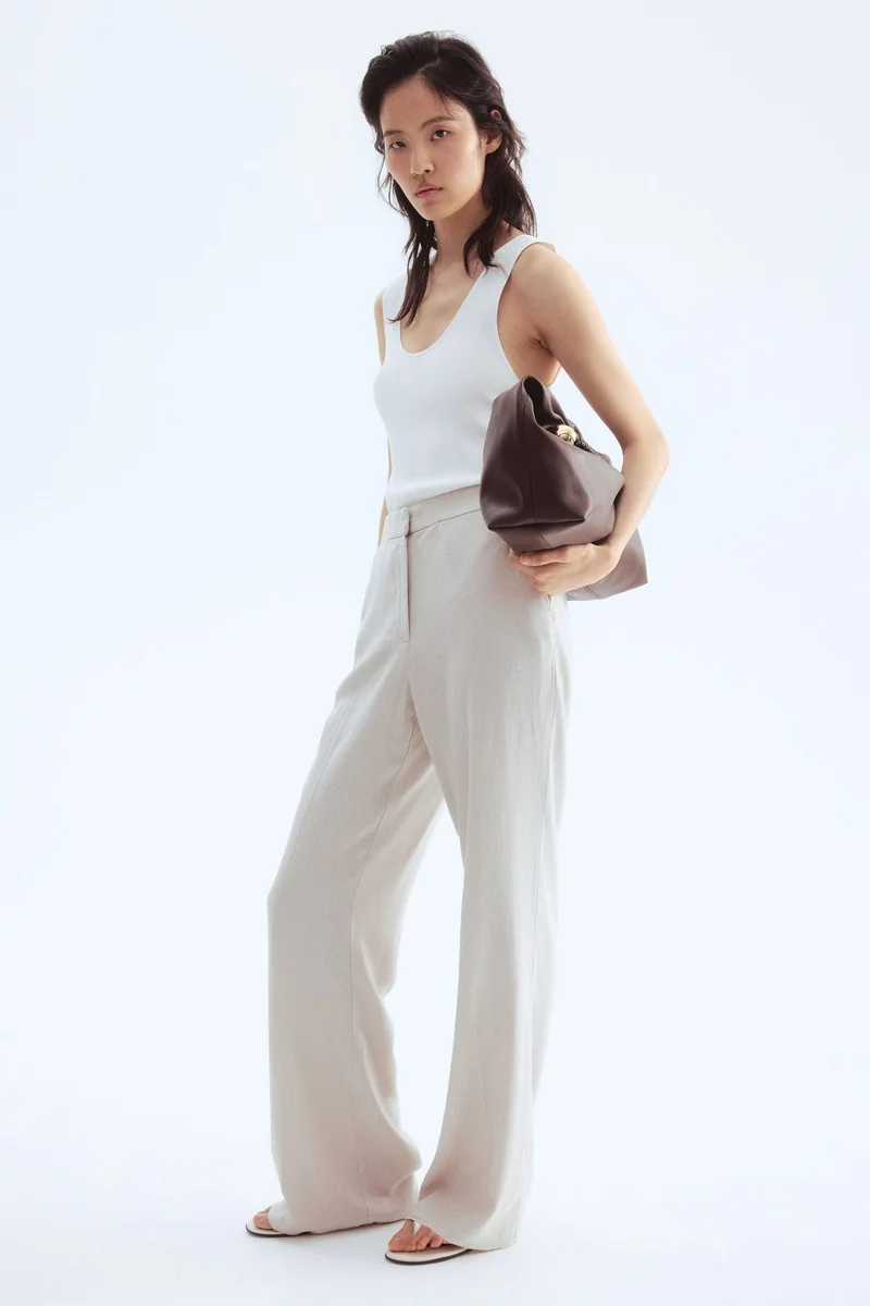 H&M Bootcut linen-blend trousers