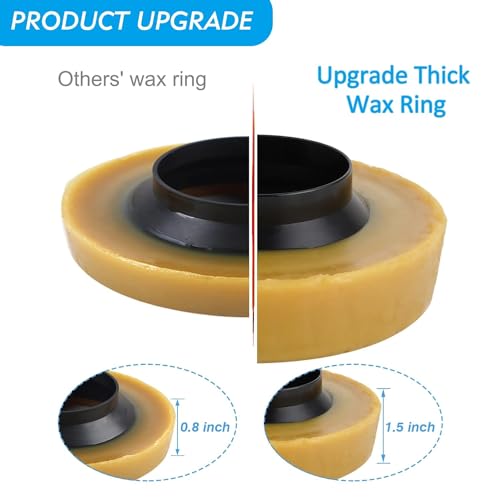 Hibbent Toilet Wax Ring Kit, Toilet Bowl Wax Ring with Brass Closet Bolts, Bolt Caps, PE Flange and Extra Retainers, Thick Wax Ring Gasket for Toilet Bowl- Gas, Odor and Watertight Seal - Image 2