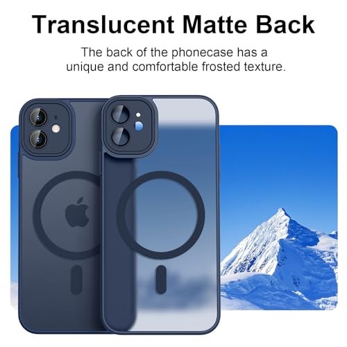Tobfit Silicone Case For iPhone 12 6.1-Inch Compatible With Magsafe, Translucent Matte Back Slim Shockproof Case Phone Cover For iPhone 12,Navy Blue - Image 4