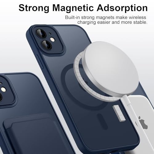 Tobfit Silicone Case For iPhone 12 6.1-Inch Compatible With Magsafe, Translucent Matte Back Slim Shockproof Case Phone Cover For iPhone 12,Navy Blue - Image 5