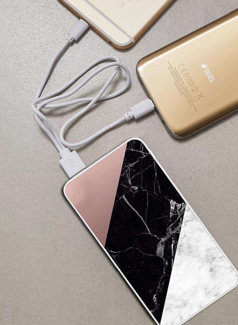 Theodor 10,000 mAh Super Fast Charging Ultra Compact Power Bank with Quick Charge & Power Delivery, Portable Charger For iPhone and Android Hite & Black Marble Top Is Plain - Image 2