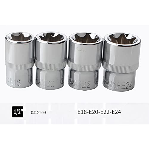 LSLANSOON 14Pcs E-Torx Star Socket Set with Case, 1/4, 3/8, 1/2 in. Drive Female External Star Socket Set E4-E24 Torque Socket Set - Image 2