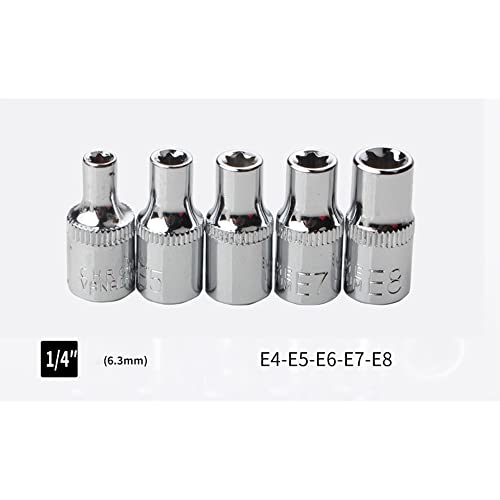 LSLANSOON 14Pcs E-Torx Star Socket Set with Case, 1/4, 3/8, 1/2 in. Drive Female External Star Socket Set E4-E24 Torque Socket Set - Image 4