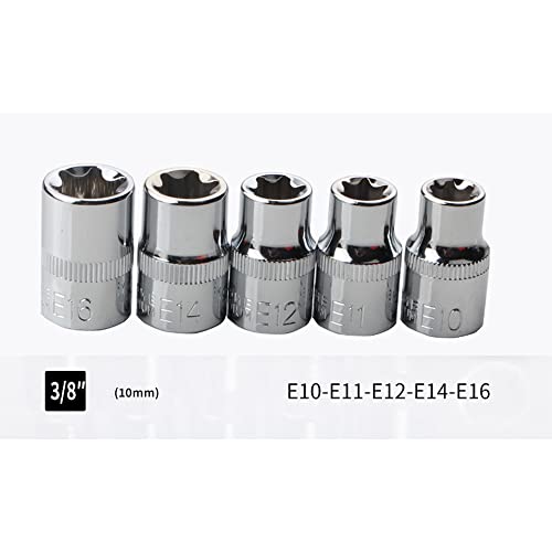 LSLANSOON 14Pcs E-Torx Star Socket Set with Case, 1/4, 3/8, 1/2 in. Drive Female External Star Socket Set E4-E24 Torque Socket Set - Image 3