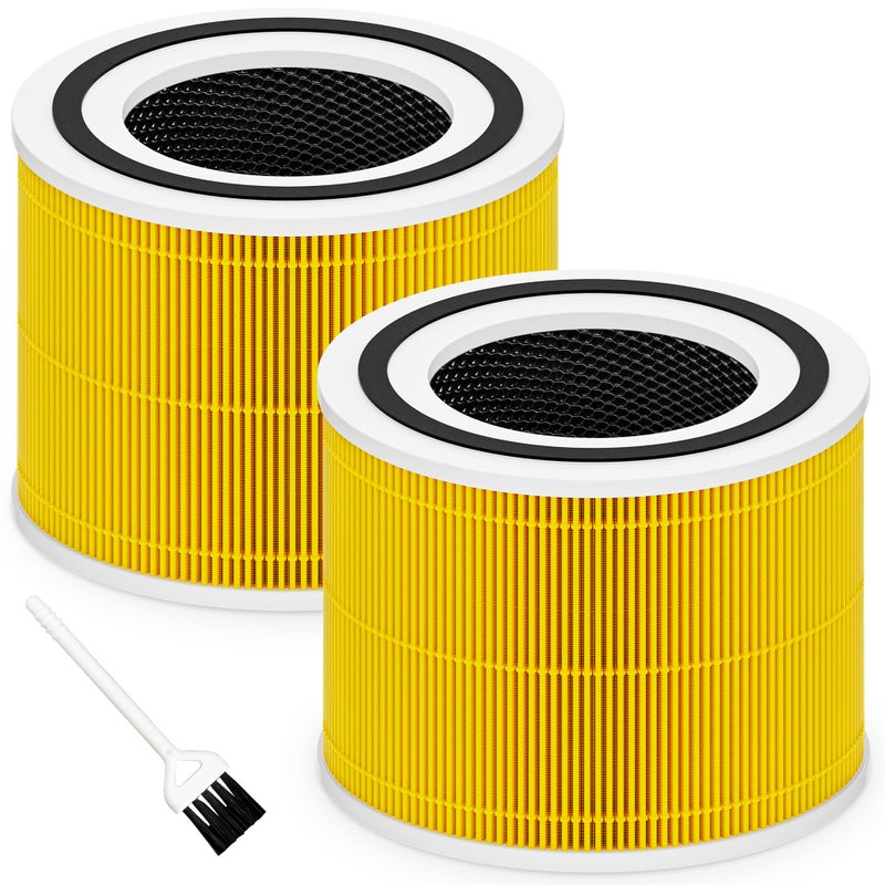 Funmit Core 300 Pet Care Replacement Filter for LEVOIT Core 300 Core 300S Core 300-P Core 300S-P Air Purifier, 3-in-1 High Efficiency Activated Carbon, Compared to Part # Core 300-RF-PA, 2 Pack, Yellow - Image 1