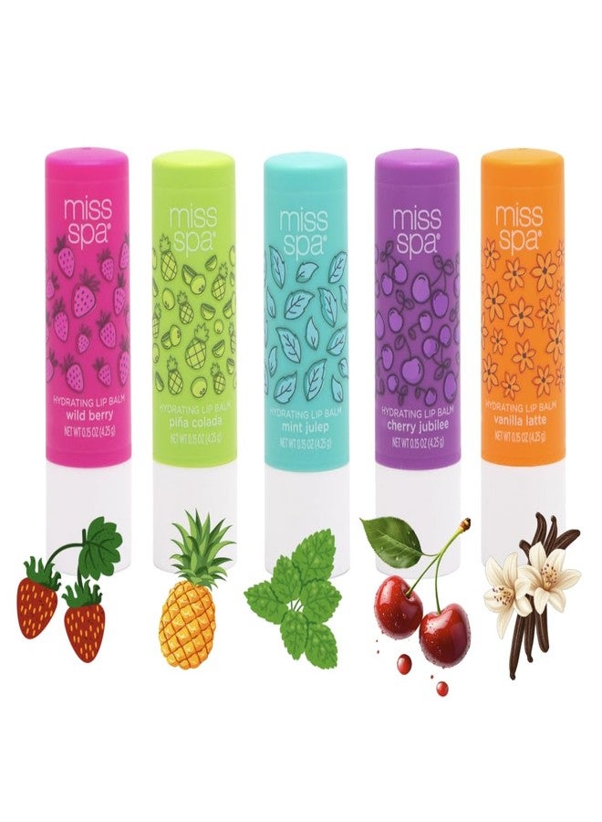 Miss Spa Hydrating Lip Balm Set Moisturizing Lip Care Gift Set for Dry Lips,Nourishing Lip Moisturizer with Shea Butter & Vitamin E, Vegan Gluten Free, Long-Lasting Hydration, 5 Flavors - Image 1