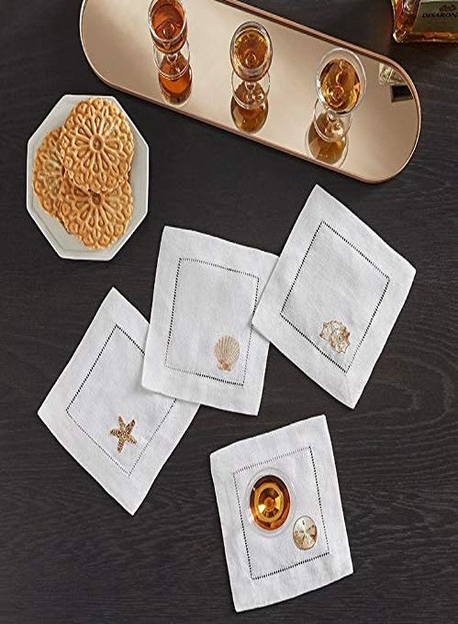 Sferra Beachcomber Embroidered Cocktail Napkins (6" x 6") - Set of 4 - Image 3