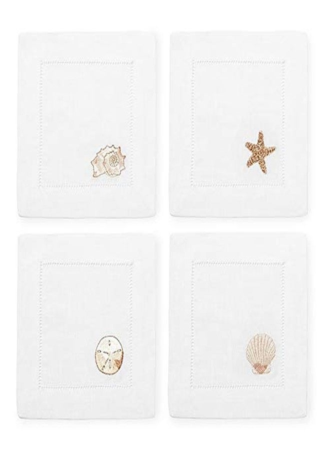 Sferra Beachcomber Embroidered Cocktail Napkins (6" x 6") - Set of 4 - Image 1