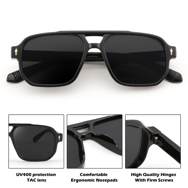 FEISEDY Retro Square Aviator Sunglasses Women Men, 70s Vintage Rectangle UV400 Sun Glasses B9120 - Image 4