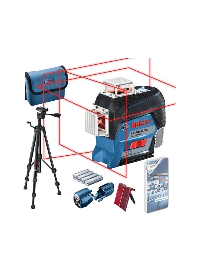 BOSCH بوش بروفيشينال GLL 3-80 C BT 150 (0601063R01) مستوى ليزر خطي 12 فولت Li-Ion مع حامل ثلاثي - Image 1