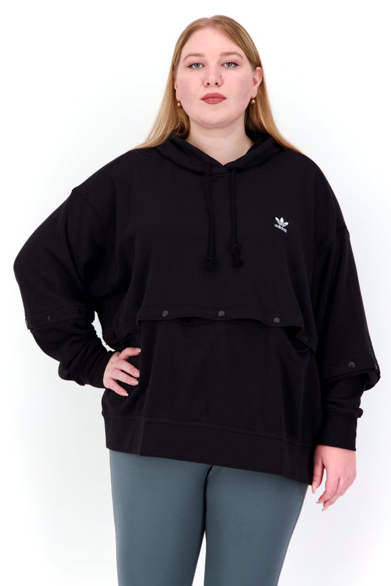adidas Originals Women Plus Size Training Hooded Sweatshirt, Black - Image 1