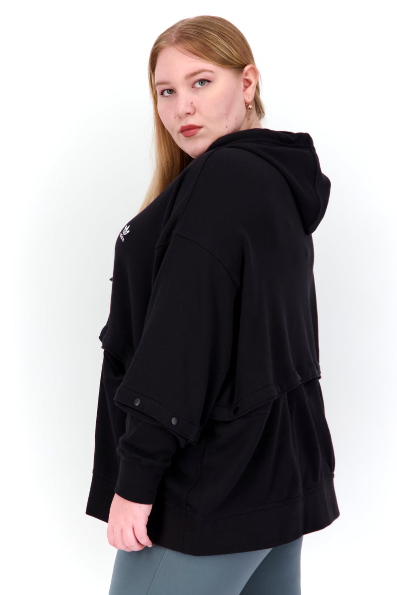 adidas Originals Women Plus Size Training Hooded Sweatshirt, Black - Image 2