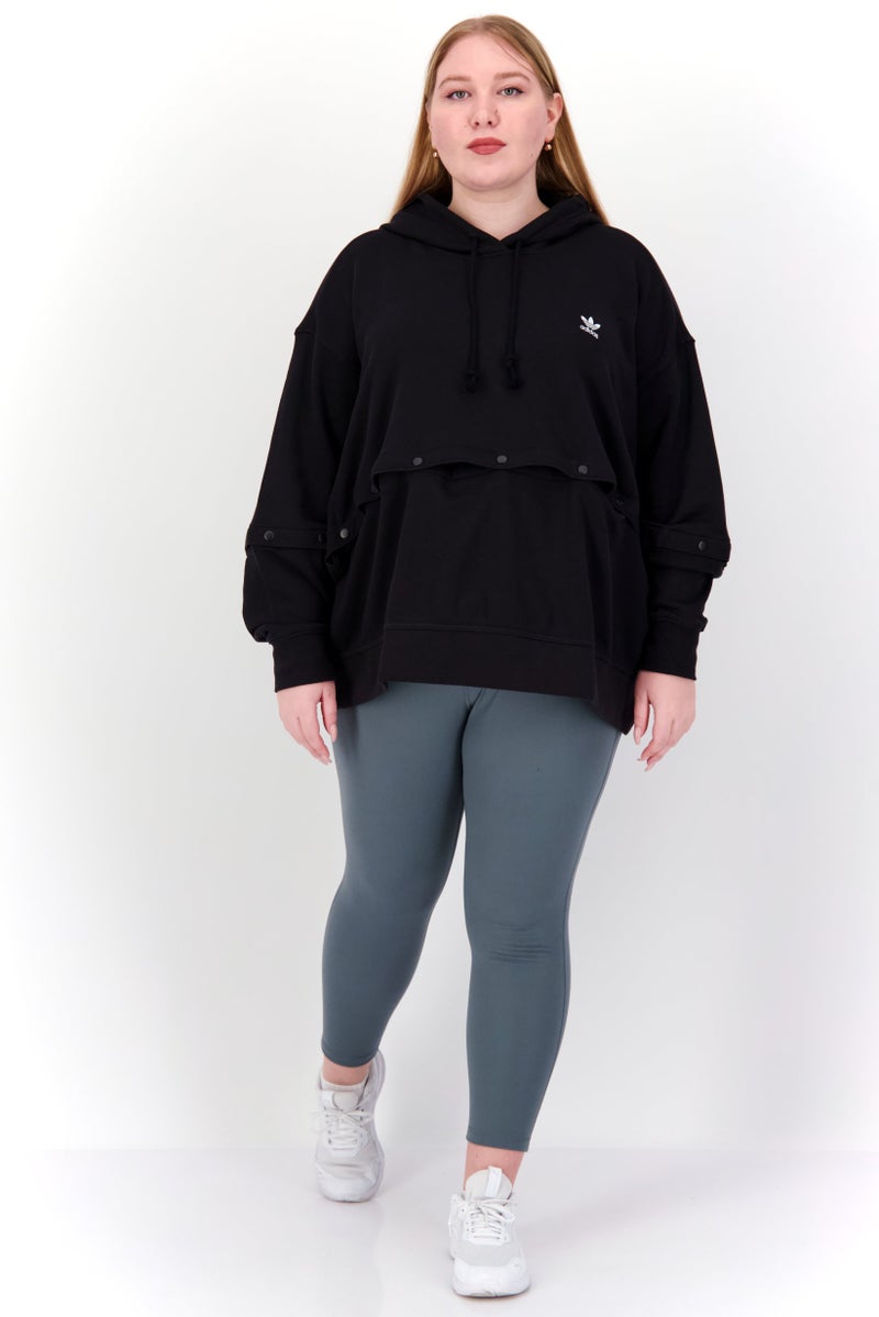 adidas Originals Women Plus Size Training Hooded Sweatshirt, Black - Image 4