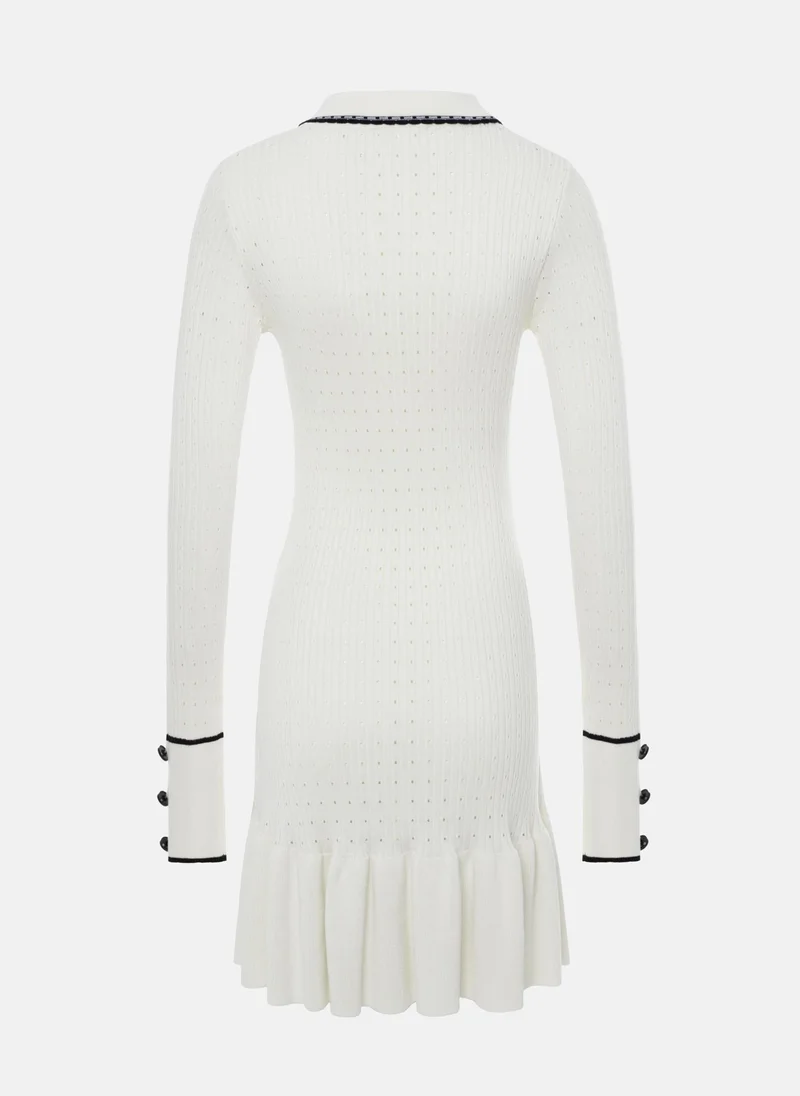 Lichi  Fitted textured jersey mini dress with skirt flounce for Women | Best Price UAE
