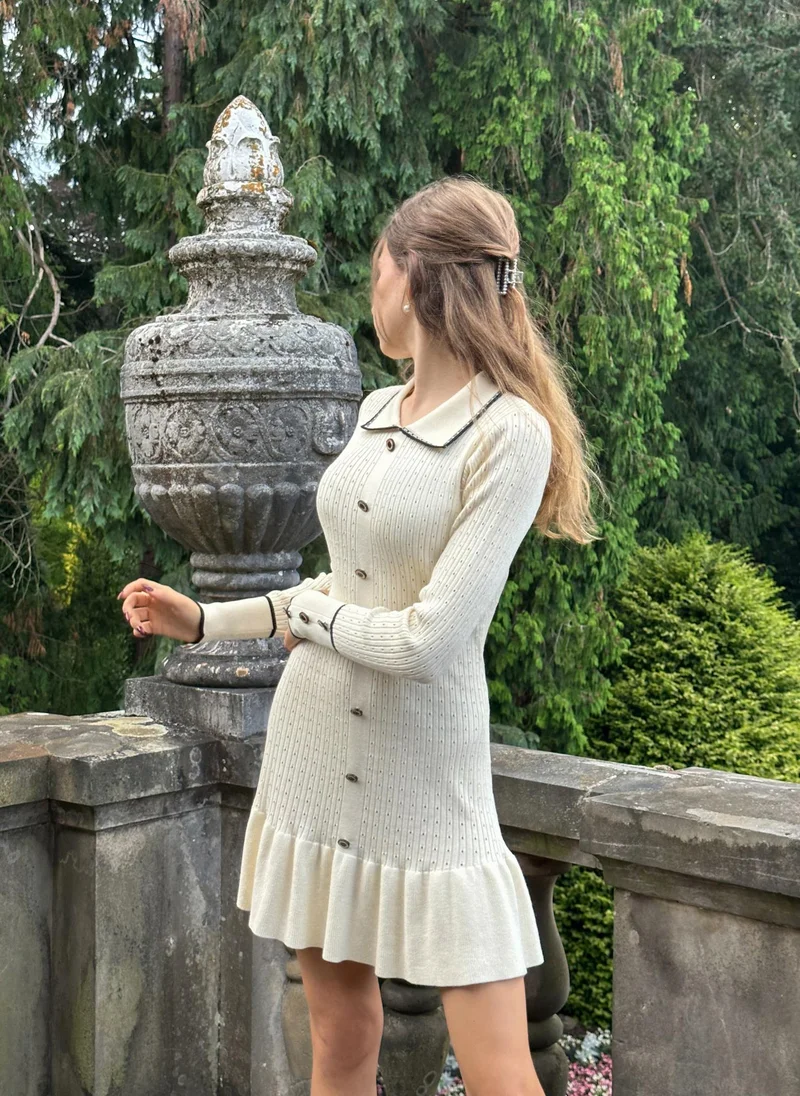 Lichi  Fitted textured jersey mini dress with skirt flounce for Women | Best Price UAE