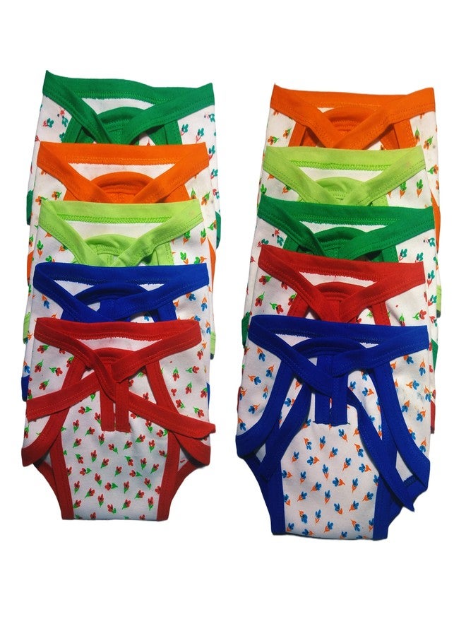 DON CARE Cotton Nappies for Newborn Baby 0-6 Months Soft Washable Reusable U-Shaped Langots Cloth Diapers for Babies Unisex Pack of 10 - Image 1
