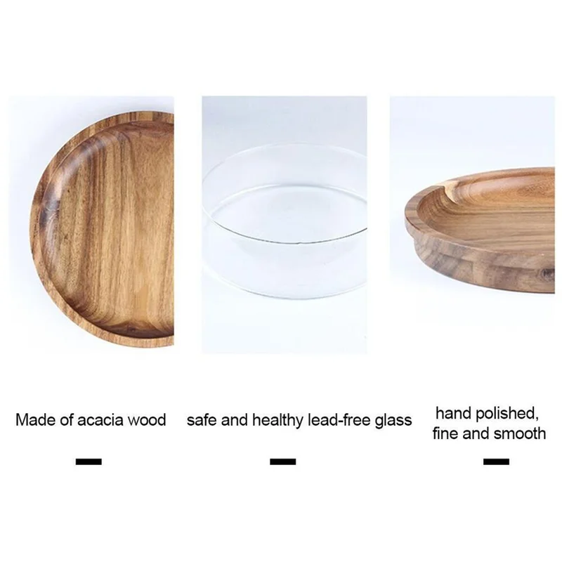 Quesera  Quesera Glass Double decker bowl with wooden lid  | Best Price UAE