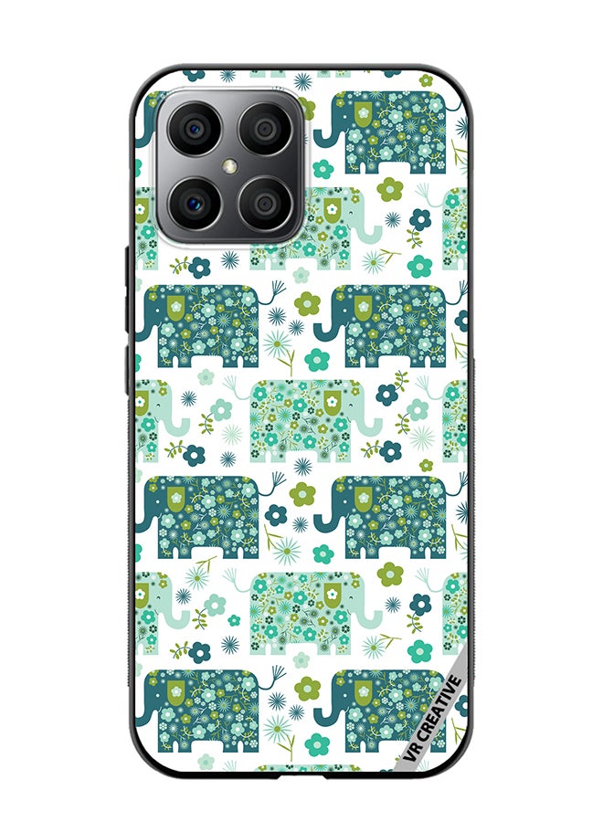 VR CREATIVE Protective Case Cover For Honor X8 Cute Elephant Green Design Multicolour