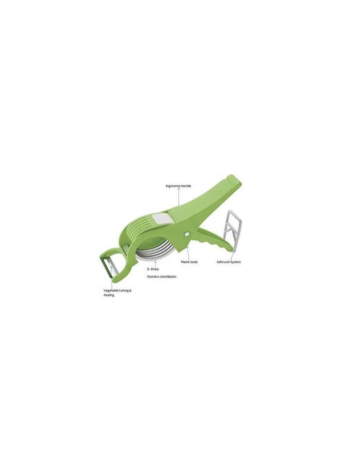 jayas traders - jayas traders Jayas Traders 2 in 1 Multipurpose Vegetable CutterMirchi Cutter and Peeler with Lock System - Image 1