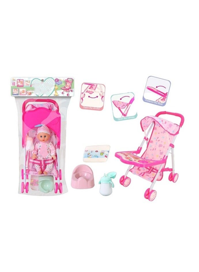 Baby Doll with Foldable and Portable Stroller  - Image 1