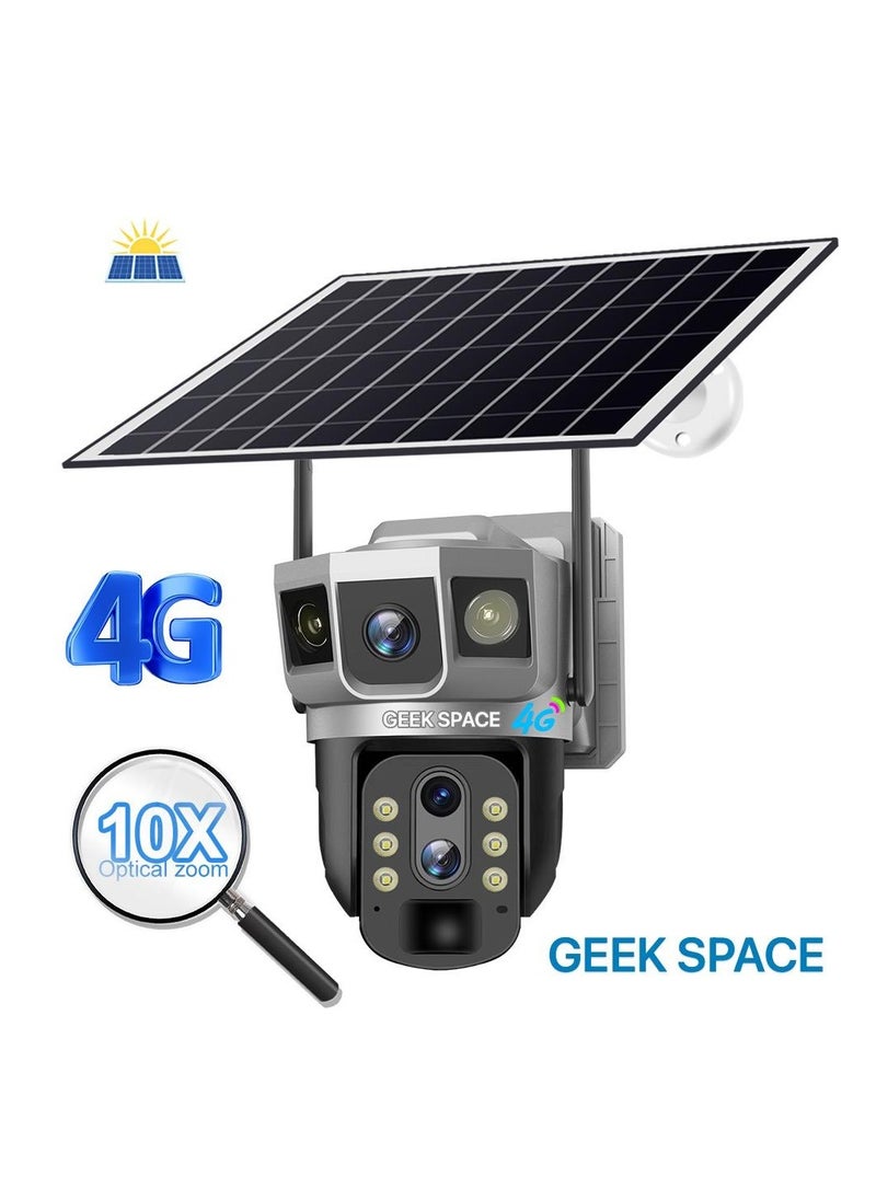 المهوس الفضاء كاميرا كشف خارجية تعمل بالطاقة الشمسية Geek Space VTS02 4G، حل أمان متقدم، تكبير بصري 10 أضعاف، مقاومة للماء، كشف الحركة PIR، دوران 360 درجة  - Image 1