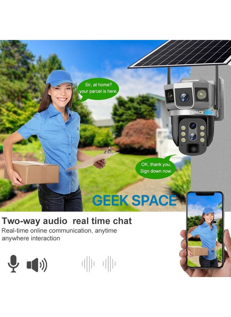 المهوس الفضاء - كاميرا كشف خارجية تعمل بالطاقة الشمسية Geek Space VTS02 4G، حل أمان متقدم، تكبير بصري 10 أضعاف، مقاومة للماء، كشف الحركة PIR، دوران 360 درجة - Image 1