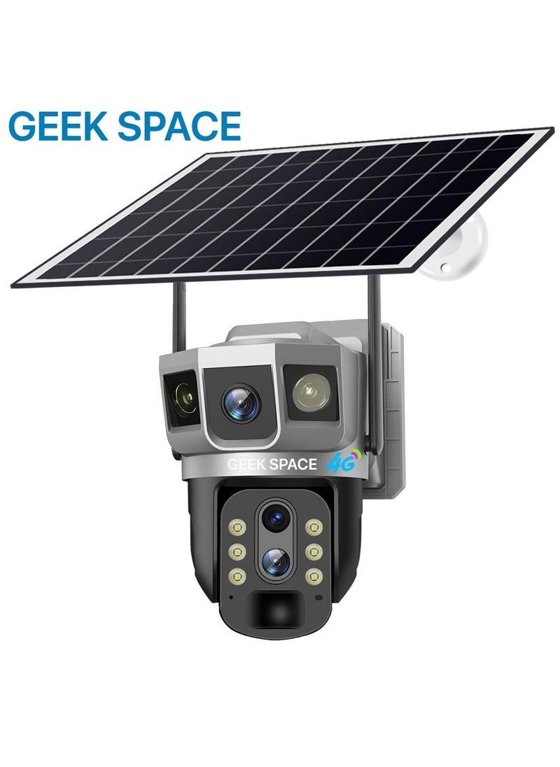 المهوس الفضاء - كاميرا كشف خارجية تعمل بالطاقة الشمسية Geek Space VTS02 4G، حل أمان متقدم، تكبير بصري 10 أضعاف، مقاومة للماء، كشف الحركة PIR، دوران 360 درجة - Image 1