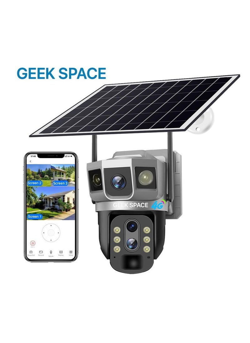 المهوس الفضاء - كاميرا كشف خارجية تعمل بالطاقة الشمسية Geek Space VTS02 4G، حل أمان متقدم، تكبير بصري 10 أضعاف، مقاومة للماء، كشف الحركة PIR، دوران 360 درجة - Image 1