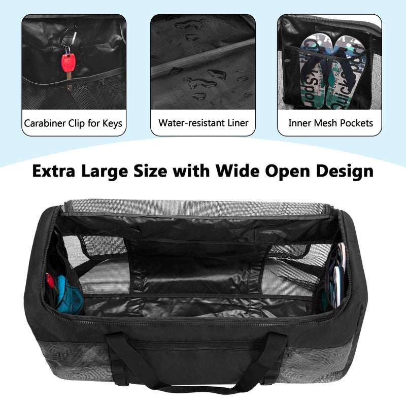 Fasrom XL Mesh Dive Duffel Bag for Scuba Diving Gear, Oversized Sport Duffle Bag for Snorkeling, Swimming, Beach and Gym Items, Black (Empty Bag Only) - Image 2